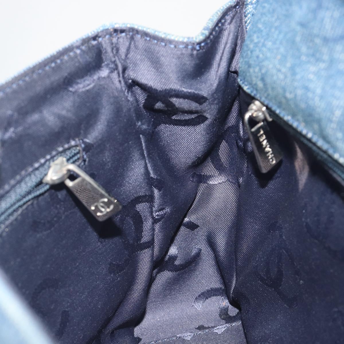 CHANEL COCO Mark Chain Shoulder Bag Denim Blue Clear CC Auth 194091V