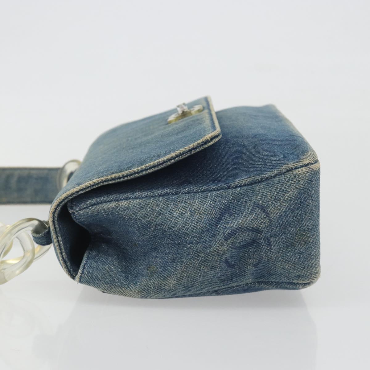 CHANEL COCO Mark Chain Shoulder Bag Denim Blue Clear CC Auth 194091V