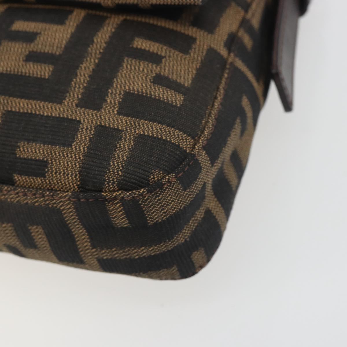 FENDI Zucca Canvas Mamma Baguette Shoulder Bag Brown Silver Auth 194092SAV