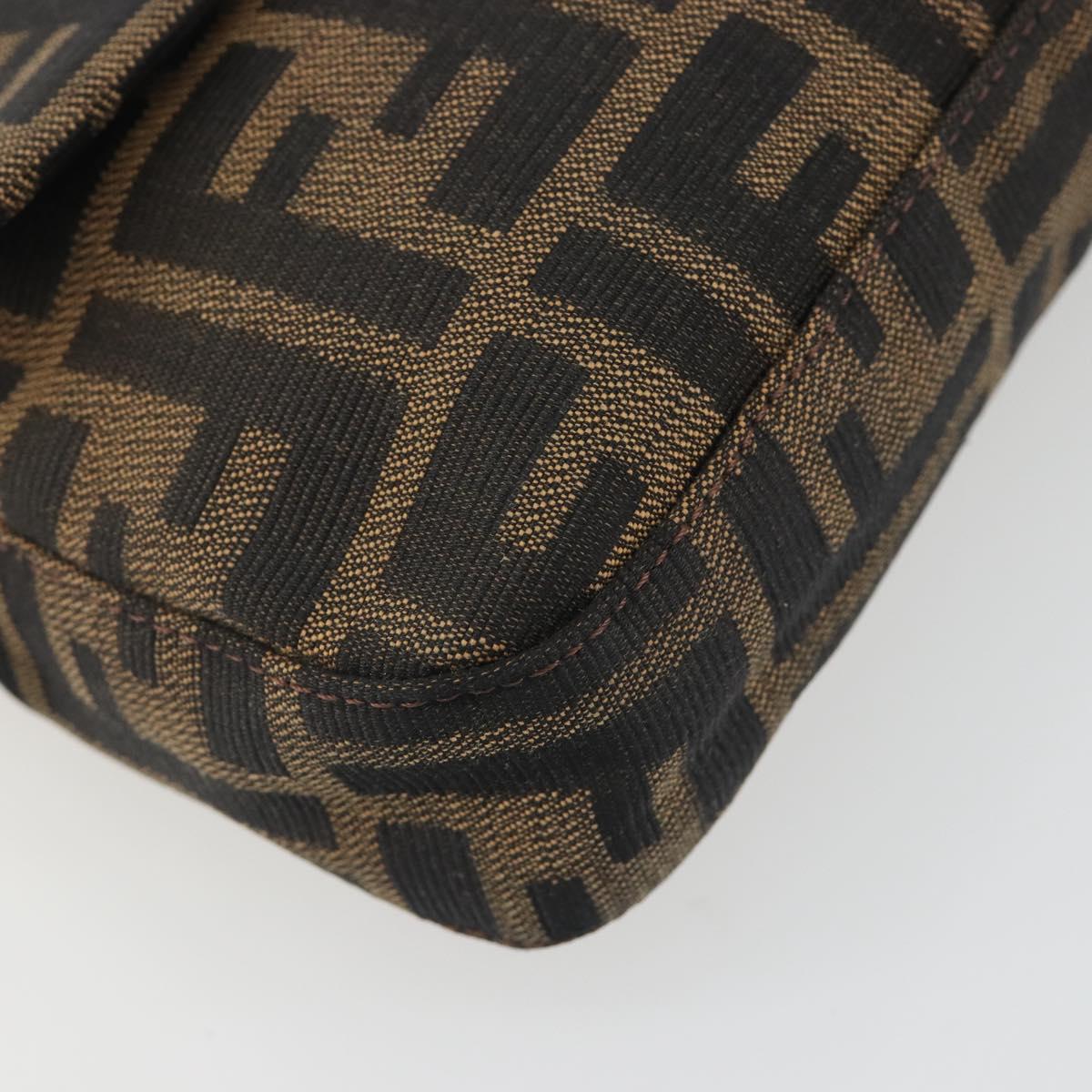 FENDI Zucca Canvas Mamma Baguette Shoulder Bag Brown Silver Auth 194092SAV