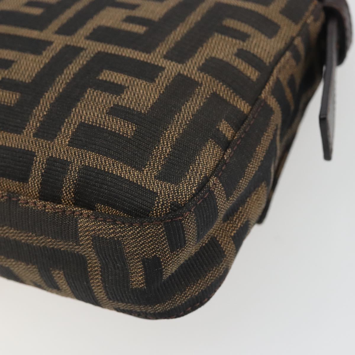 FENDI Zucca Canvas Mamma Baguette Shoulder Bag Brown Silver Auth 194092SAV