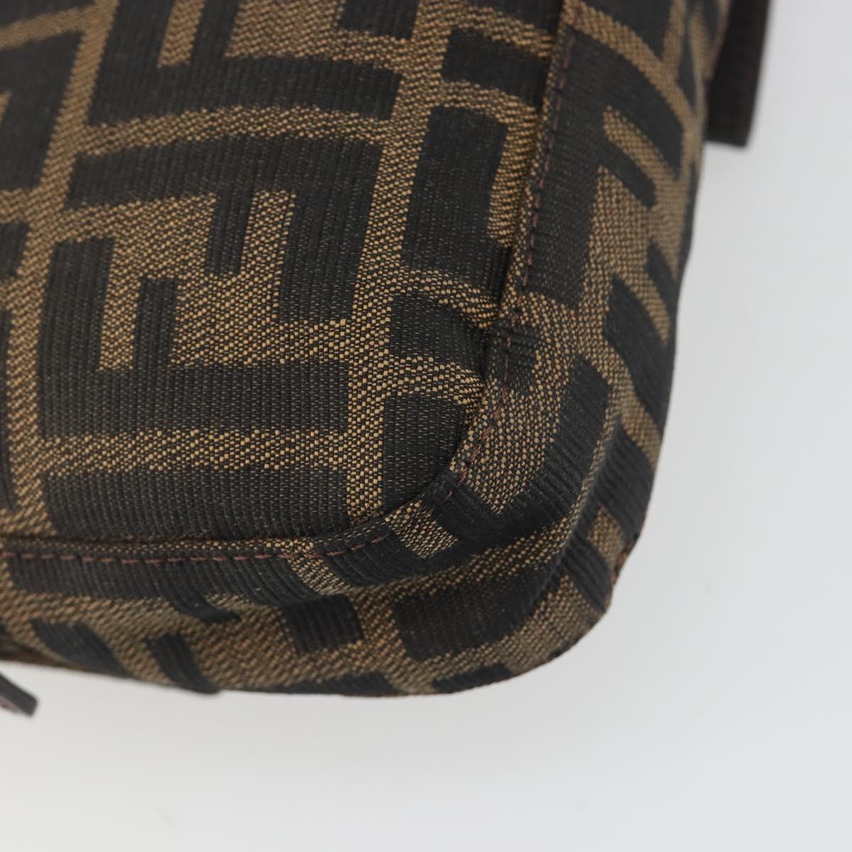 FENDI Zucca Canvas Mamma Baguette Shoulder Bag Brown Silver Auth 194092SAV