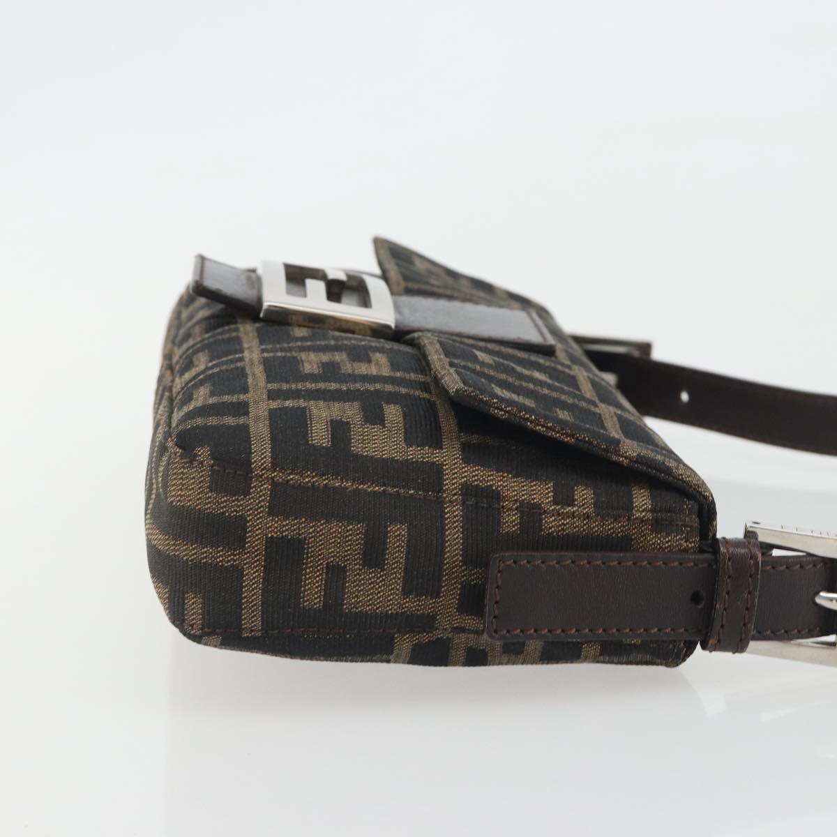 FENDI Zucca Canvas Mamma Baguette Shoulder Bag Brown Silver Auth 194092SAV