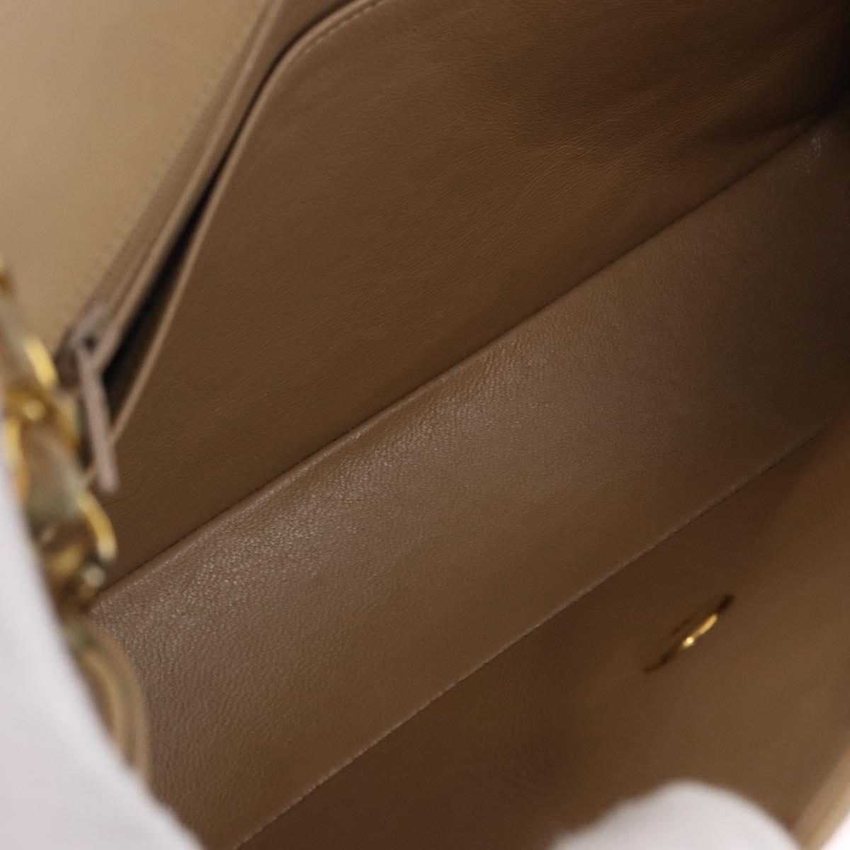 CHANEL Matelasse Chain Shoulder Bag Lamb Skin Beige Gold Tone CC Auth 194094A