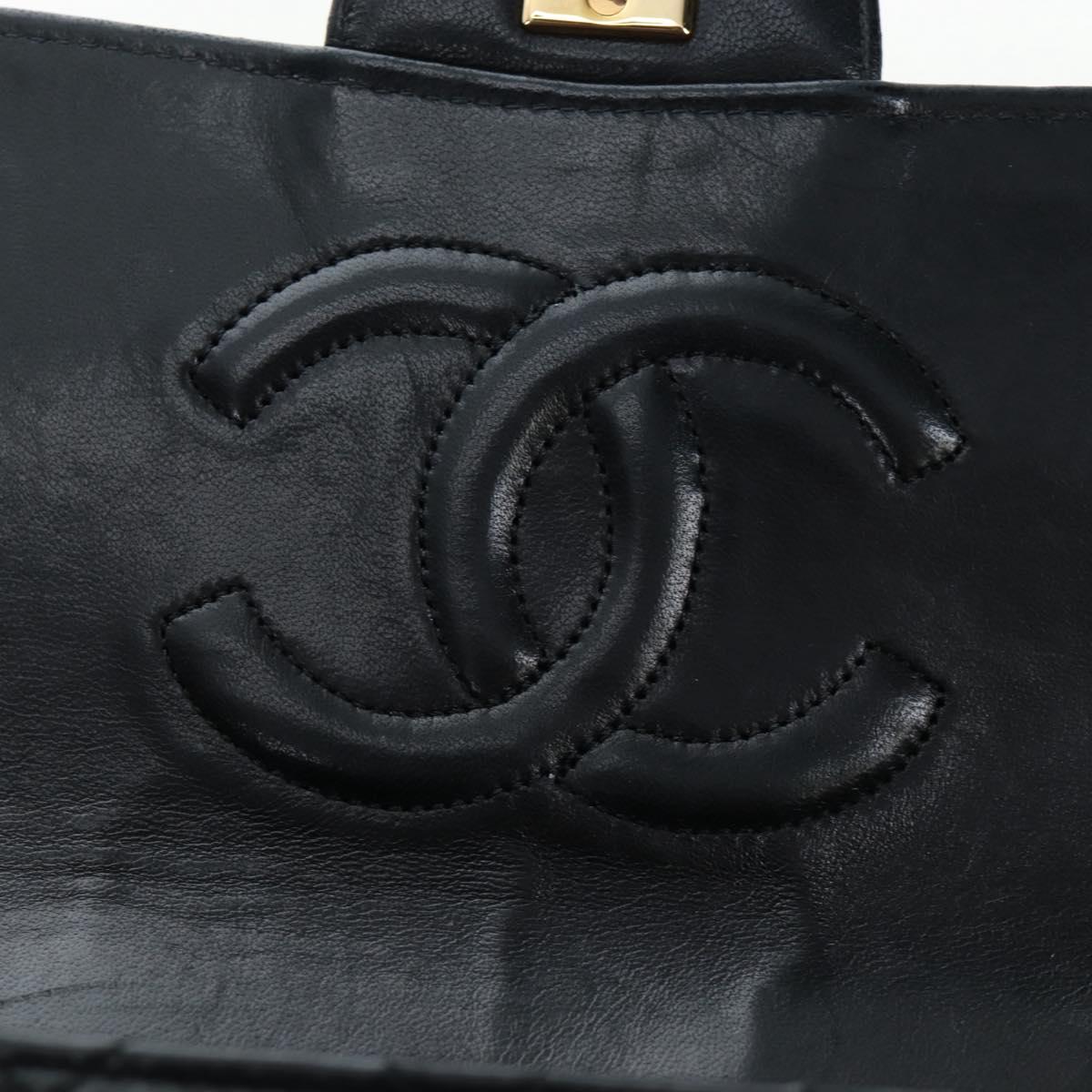 CHANEL Matelasse Chain Shoulder Bag Lamb Skin Black Gold Tone CC Auth 194095SAM