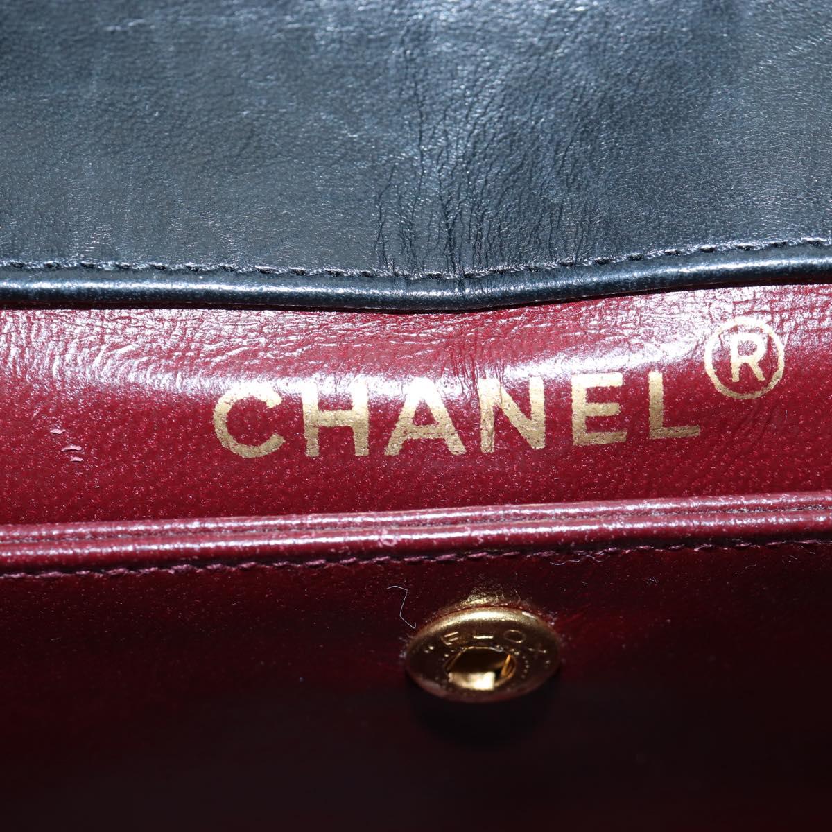 CHANEL Matelasse Chain Shoulder Bag Lamb Skin Black Gold Tone CC Auth 194095SAM