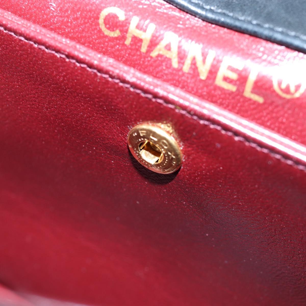 CHANEL Matelasse Chain Shoulder Bag Lamb Skin Black Gold Tone CC Auth 194095SAM