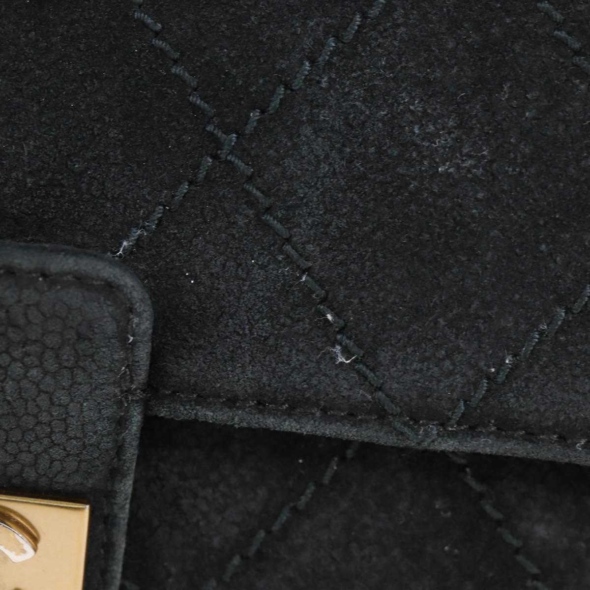 CHANEL Wild Stitch Matelasse Shoulder Bag Suede Black Gold Tone CC Auth 194096V