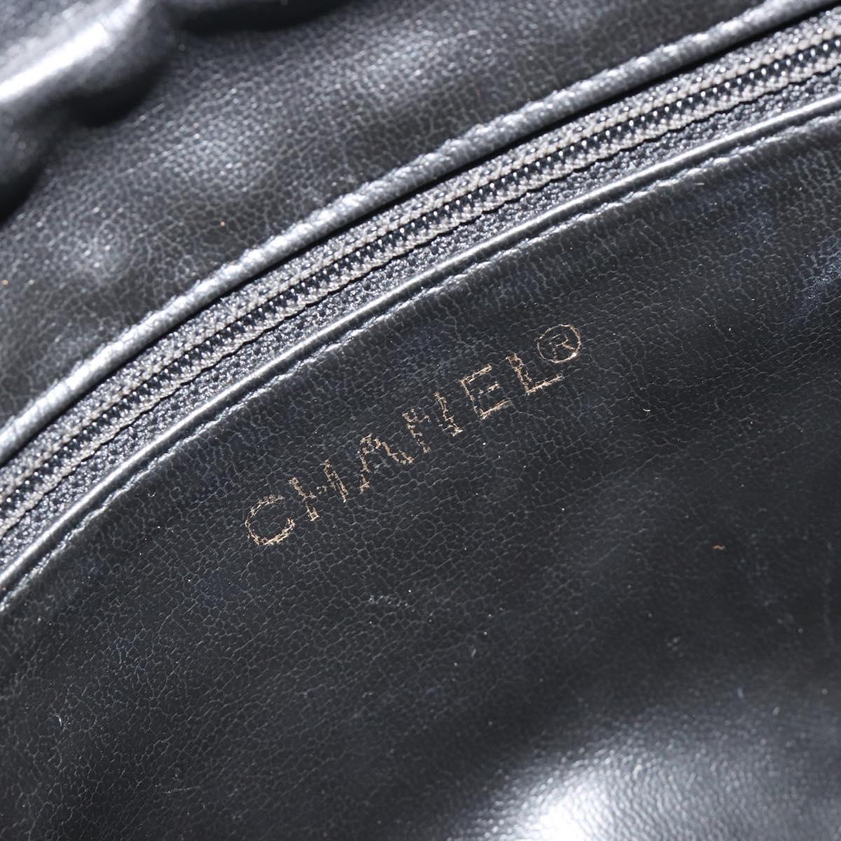 CHANEL Matelasse Chain Shoulder Bag Lamb Skin Black Gold Tone CC Auth 194099