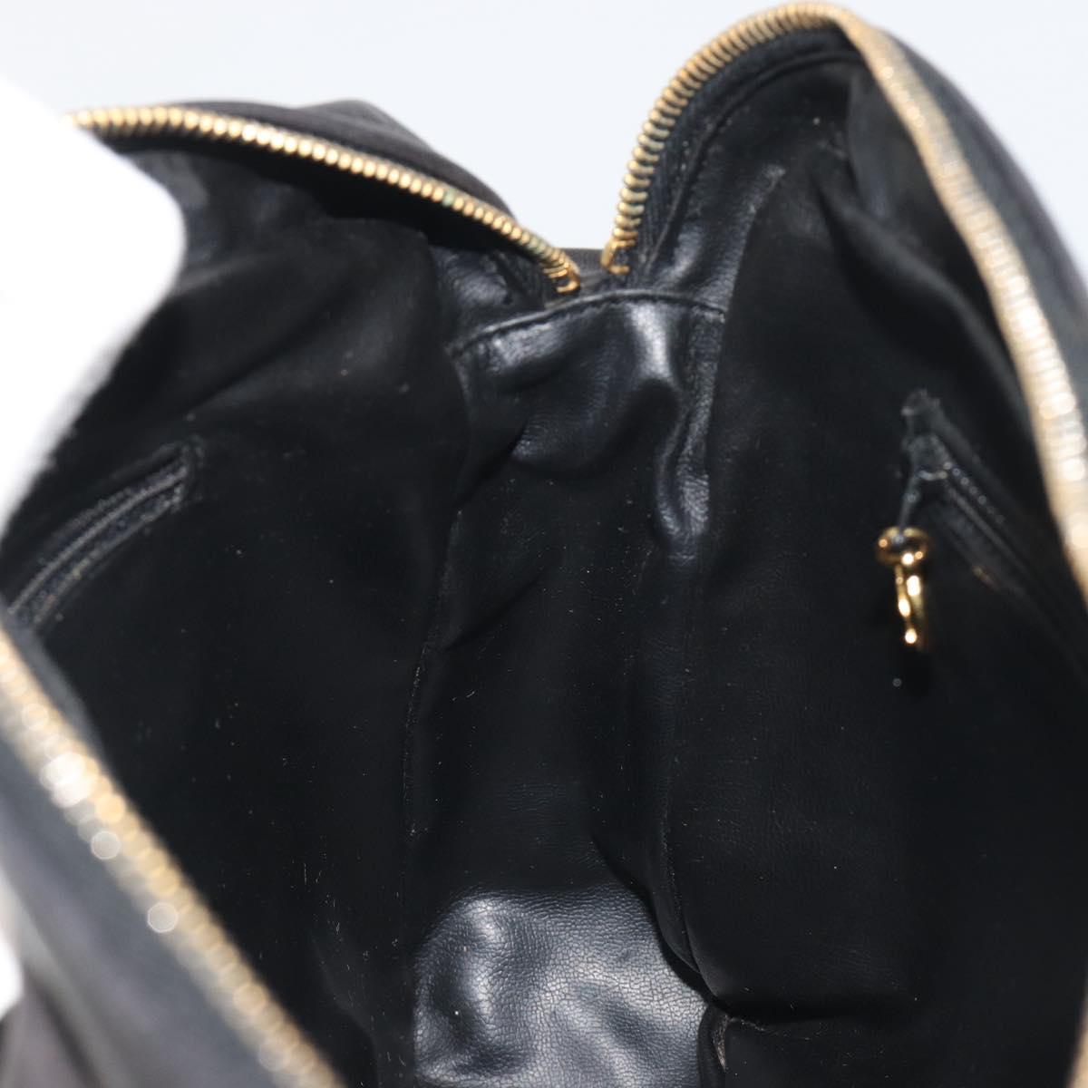 CHANEL Matelasse Chain Shoulder Bag Lamb Skin Black Gold Tone CC Auth 194099