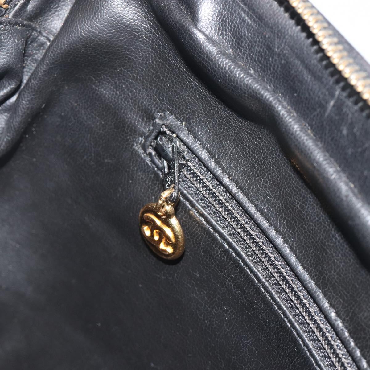 CHANEL Matelasse Chain Shoulder Bag Lamb Skin Black Gold Tone CC Auth 194099