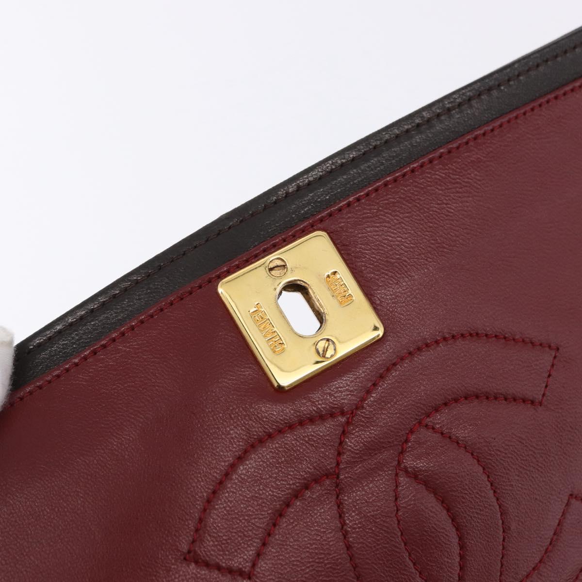 CHANEL Mademoiselle Chain Shoulder Bag Lamb Skin Brown Gold Tone CC Auth 194100