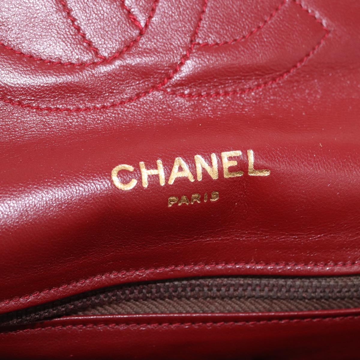 CHANEL Mademoiselle Chain Shoulder Bag Lamb Skin Brown Gold Tone CC Auth 194100