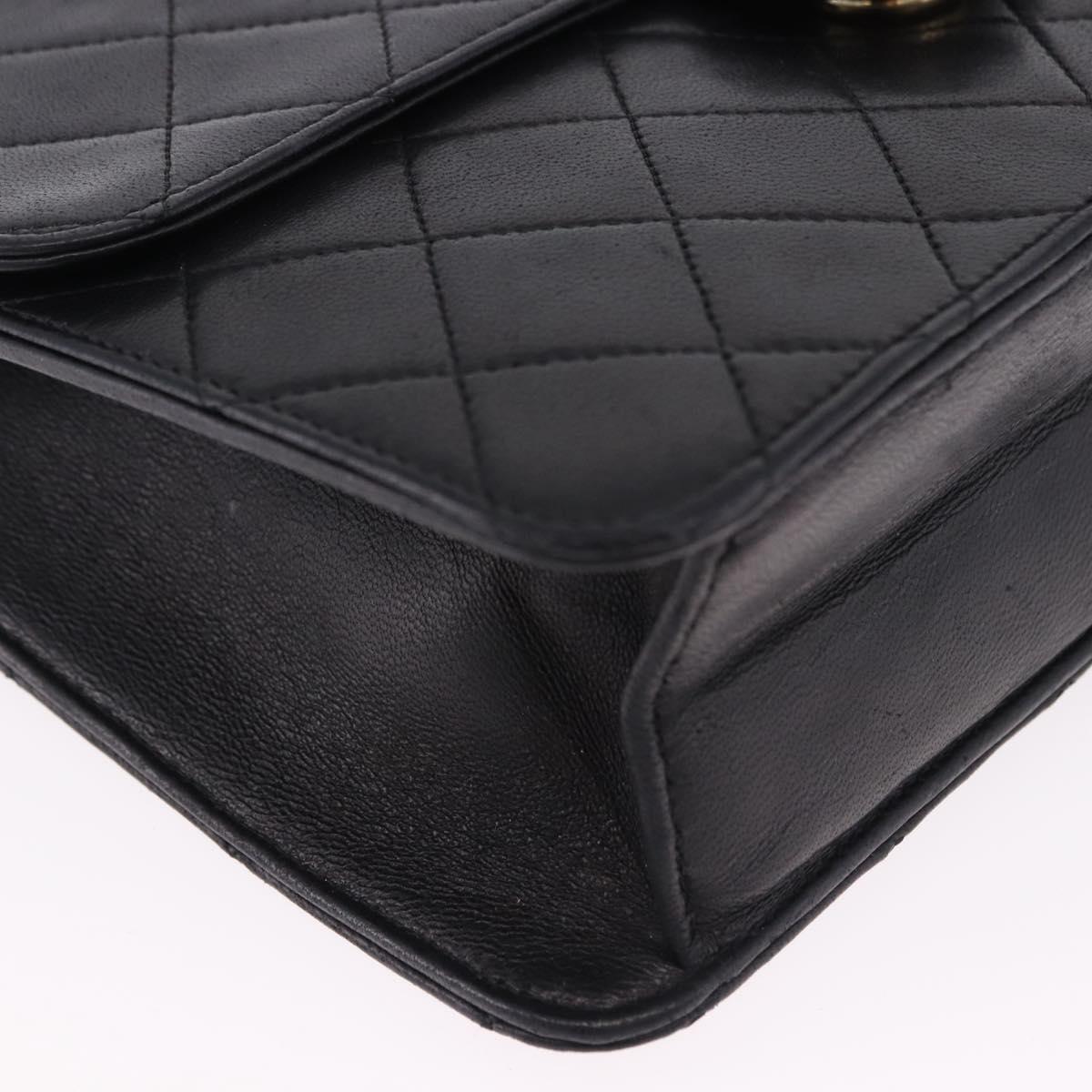 CHANEL Matelasse 23 Chain Shoulder Bag Lamb Skin Black Gold Tone CC Auth 194101V