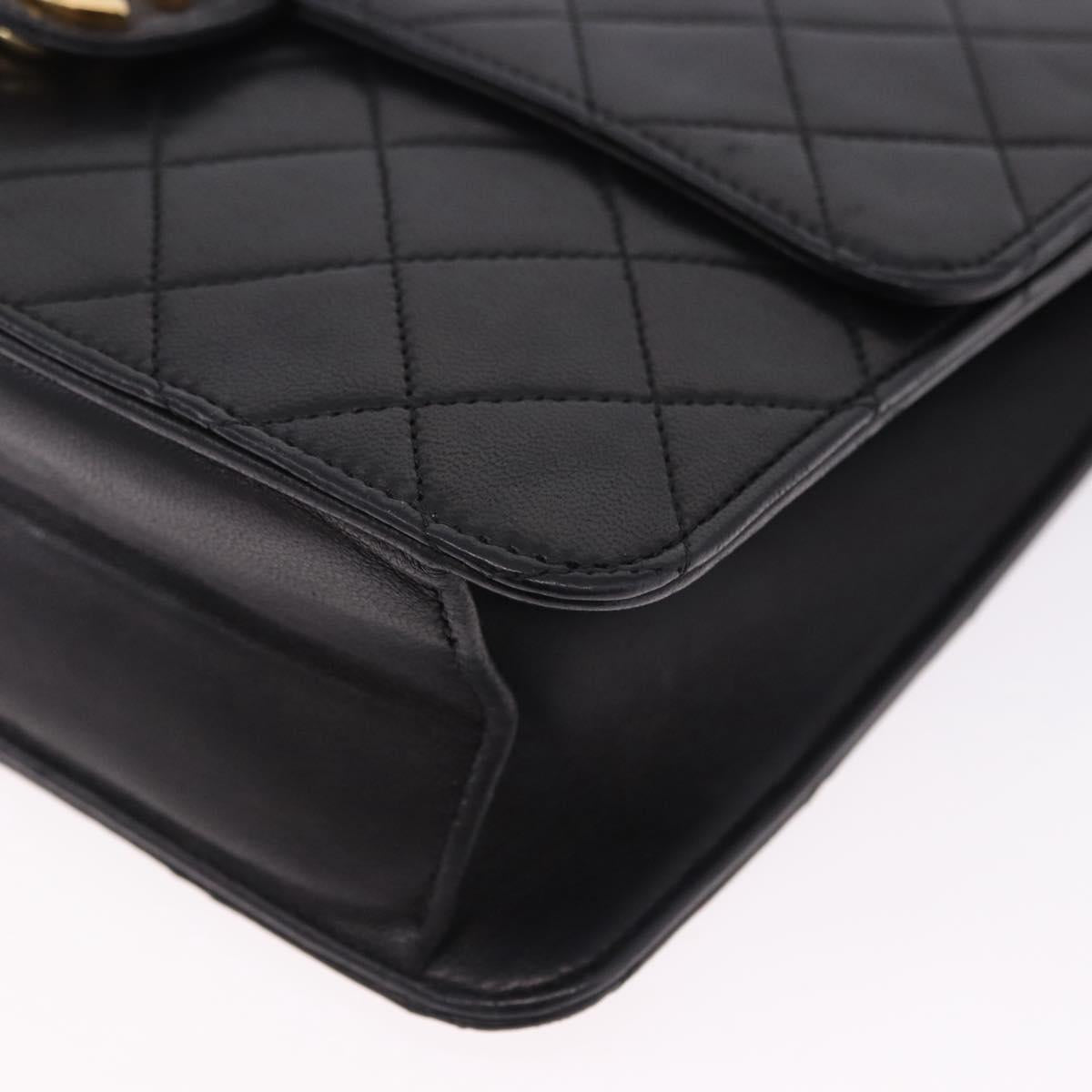 CHANEL Matelasse 23 Chain Shoulder Bag Lamb Skin Black Gold Tone CC Auth 194101V
