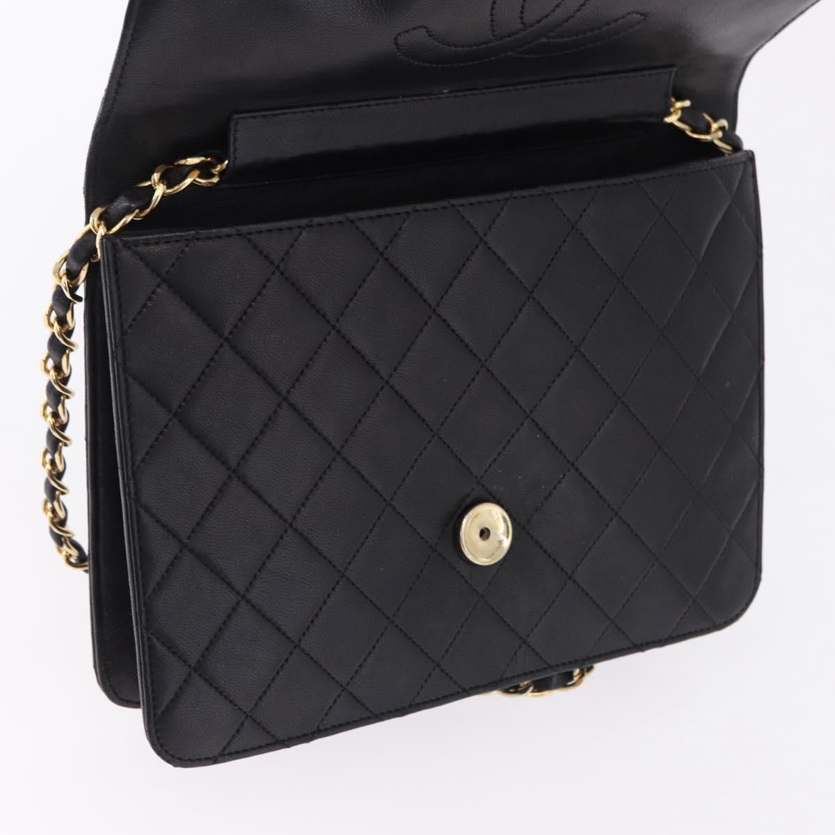 CHANEL Matelasse 23 Chain Shoulder Bag Lamb Skin Black Gold Tone CC Auth 194101V