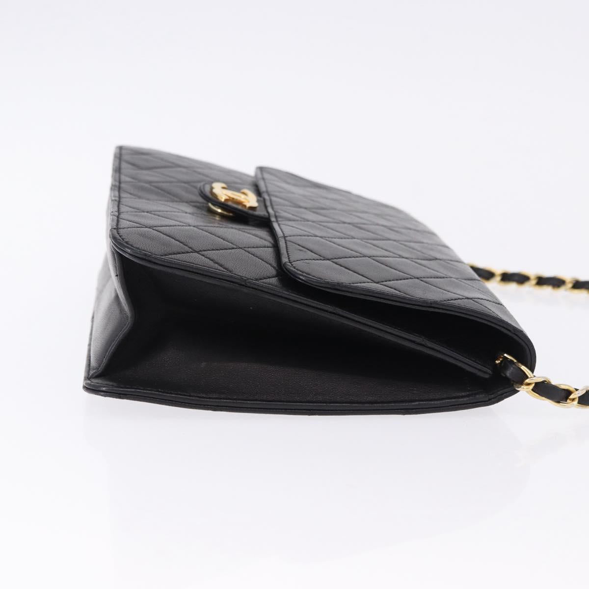 CHANEL Matelasse 23 Chain Shoulder Bag Lamb Skin Black Gold Tone CC Auth 194101V