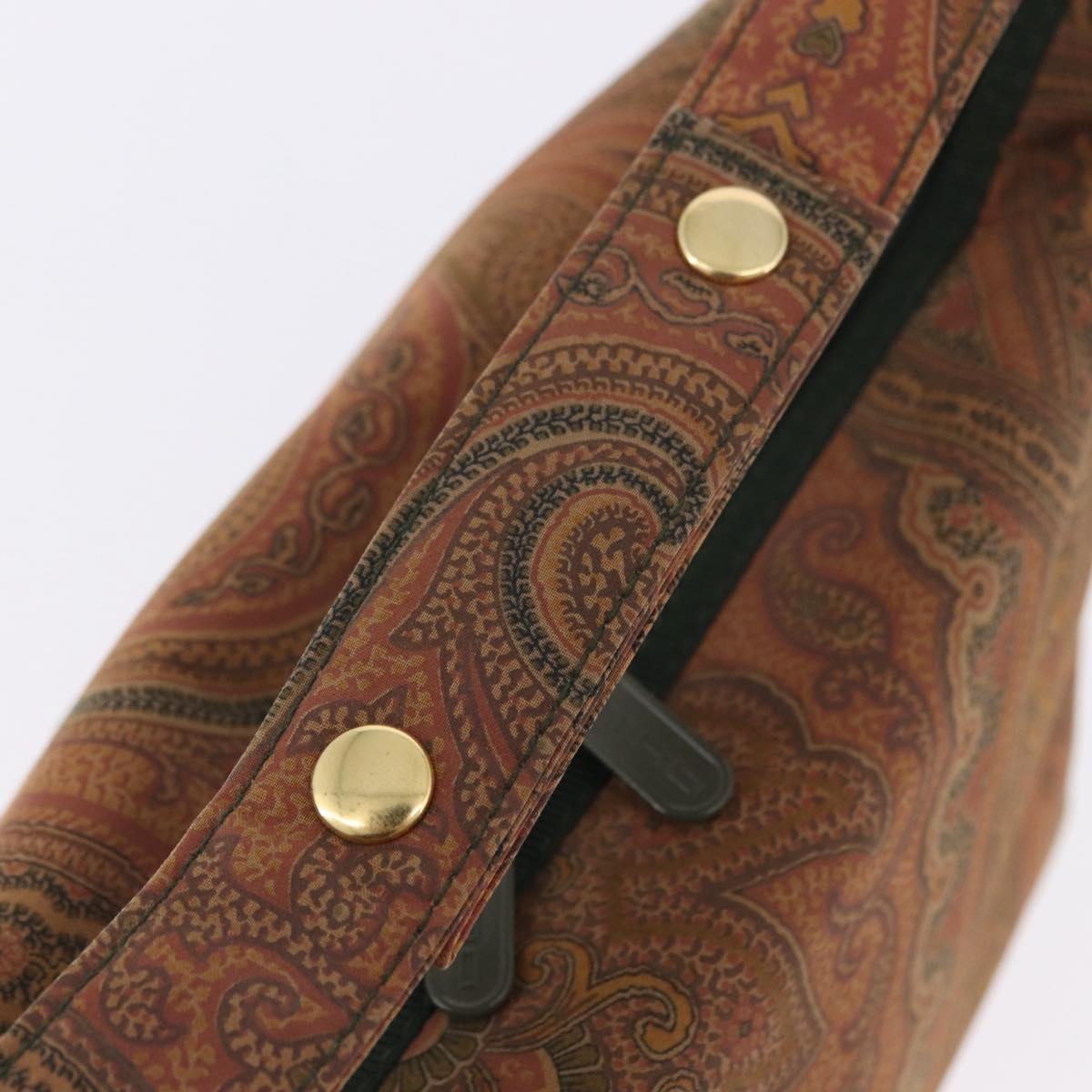 ETRO Hand Bag Canvas Brown Khaki Auth 194105