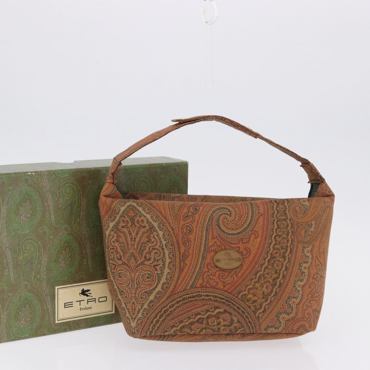 ETRO Hand Bag Canvas Brown Khaki Auth 194105