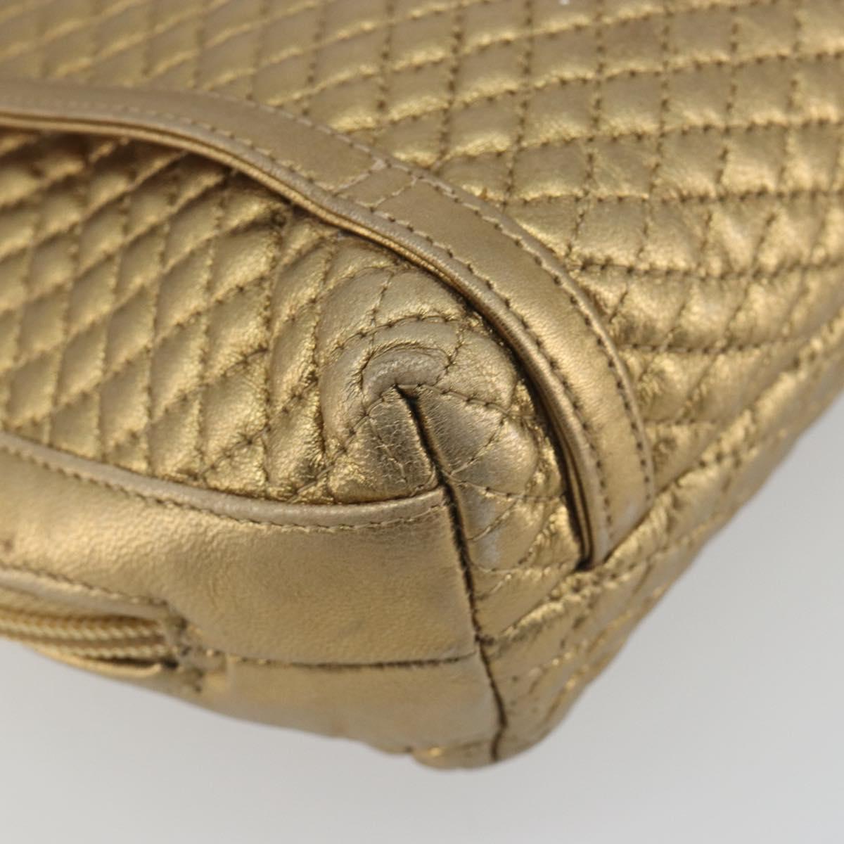 BALLY Backpack Leather Gold Auth 194106