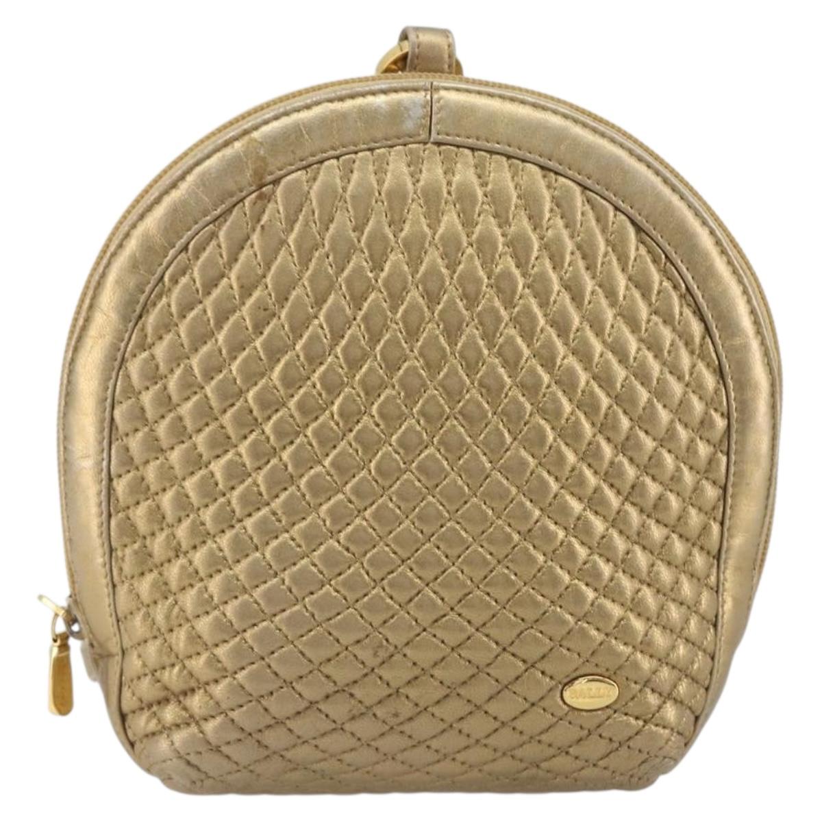 BALLY Backpack Leather Gold Auth 194106