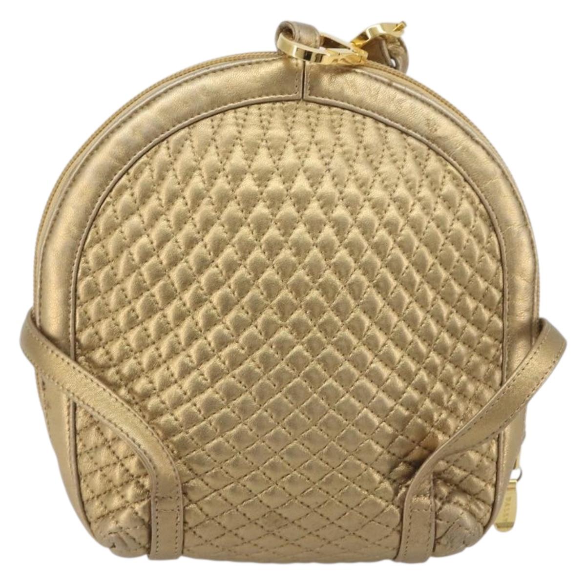 BALLY Backpack Leather Gold Auth 194106
