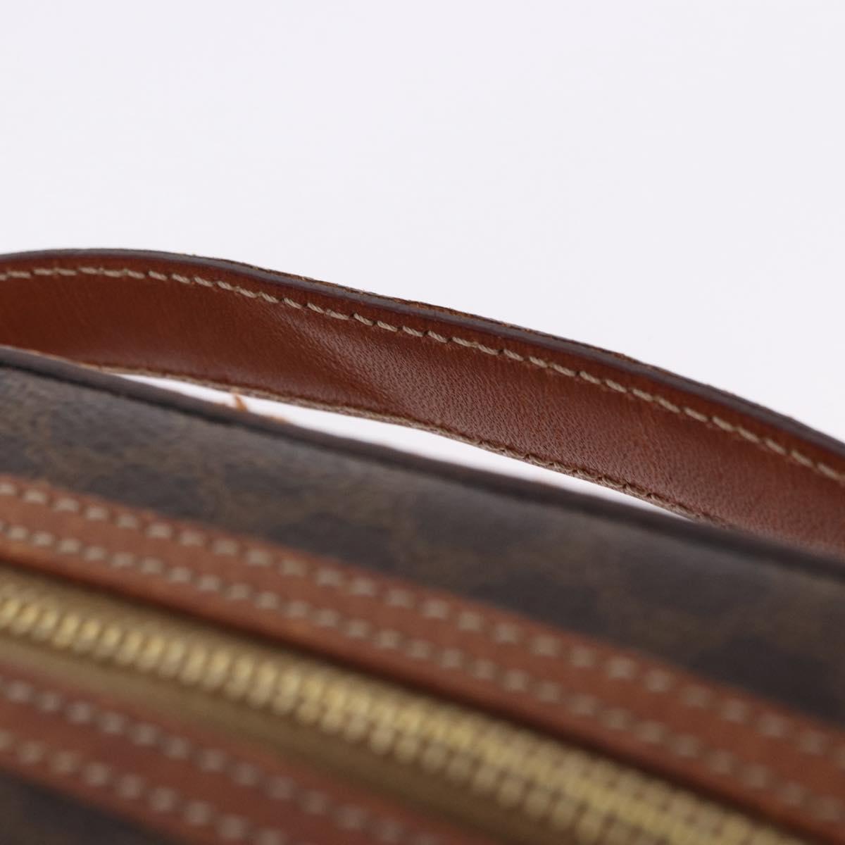 CELINE Macadam Vanity Cosmetic Pouch PVC Leather Brown Gold Tone Auth 194108