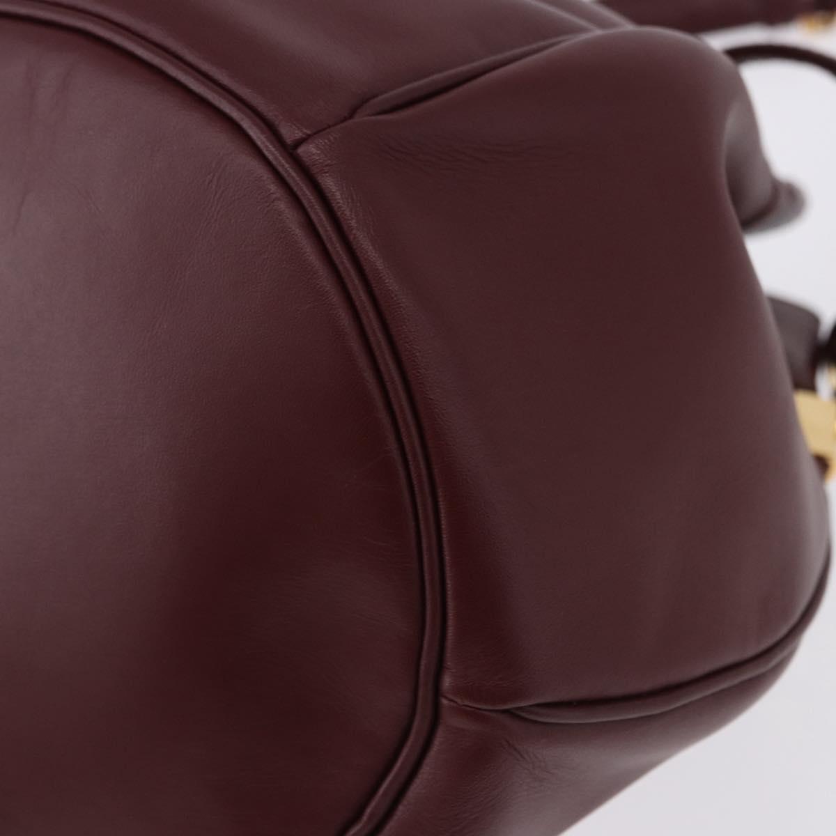 CARTIER Must Line Shoulder Bag Leather Bordeaux Gold Auth 194109A