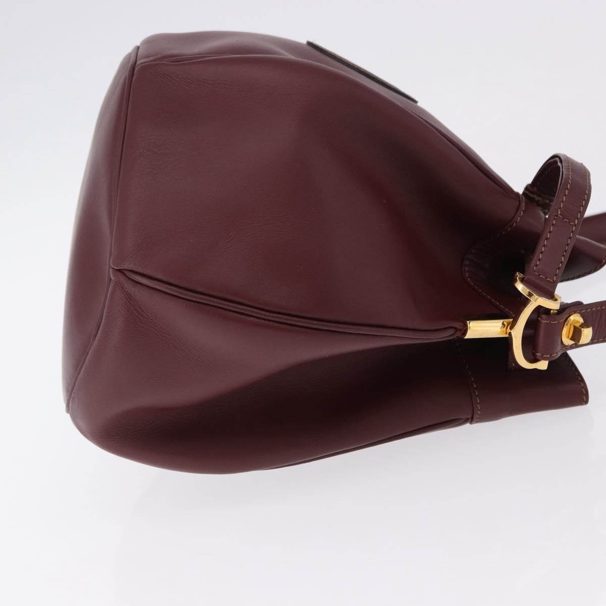 CARTIER Must Line Shoulder Bag Leather Bordeaux Gold Auth 194109A