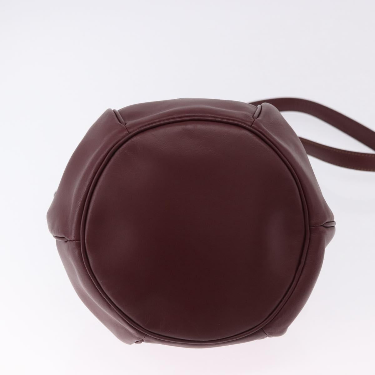 CARTIER Must Line Shoulder Bag Leather Bordeaux Gold Auth 194109A