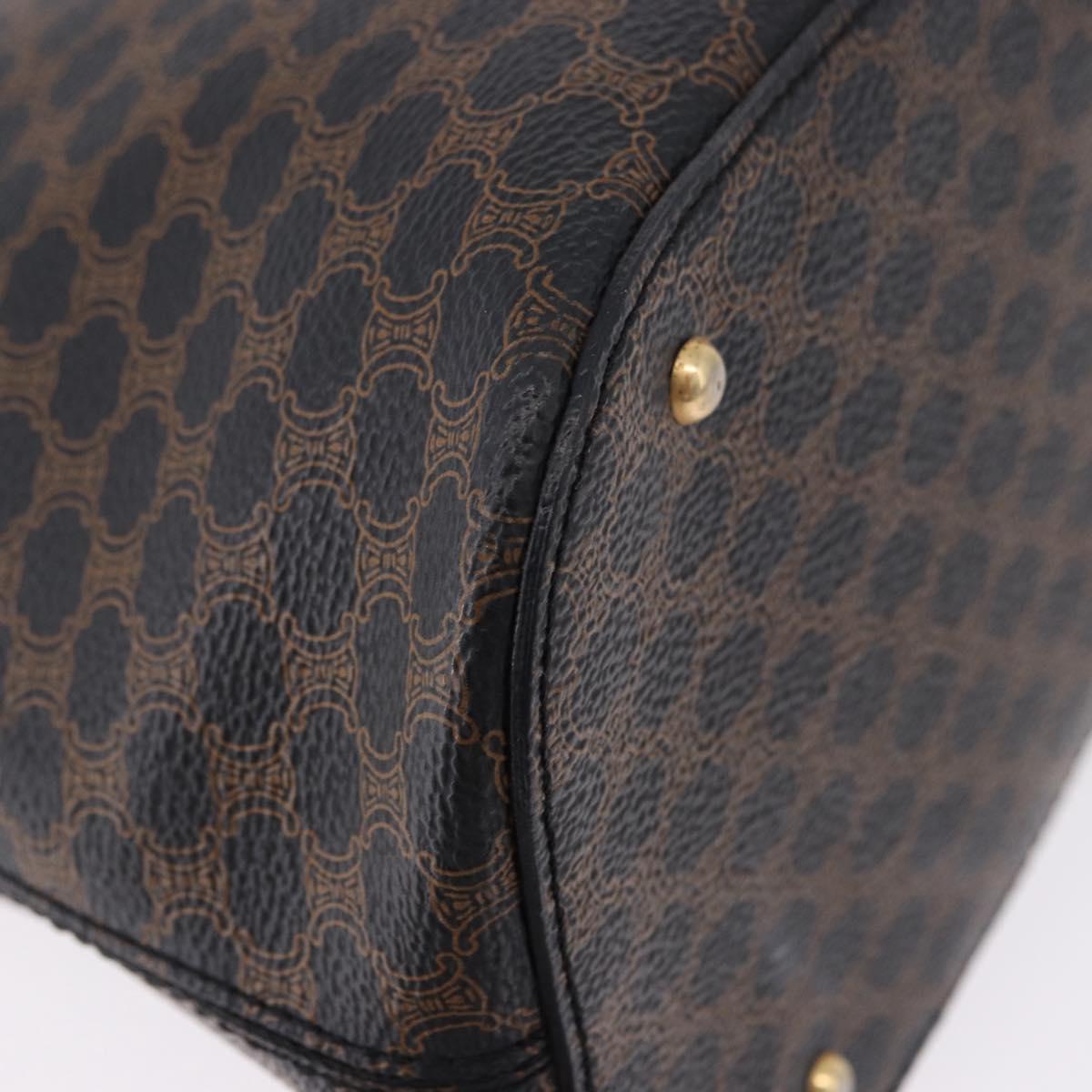 CELINE Macadam Canvas Hand Bag PVC Leather Black Gold Auth 194111V