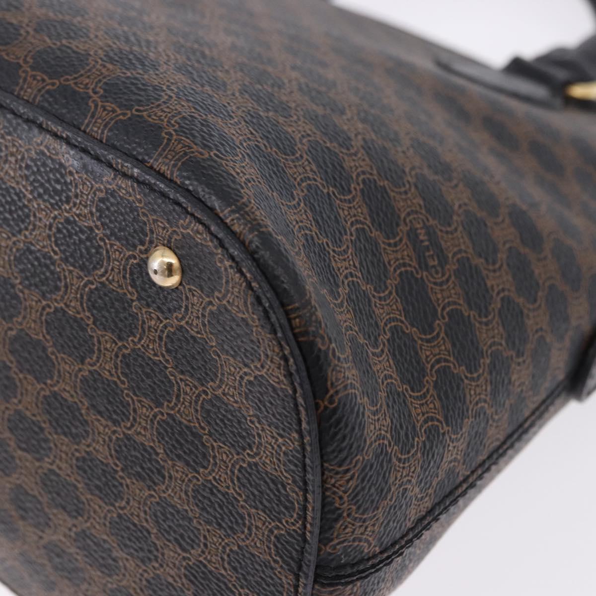 CELINE Macadam Canvas Hand Bag PVC Leather Black Gold Auth 194111V