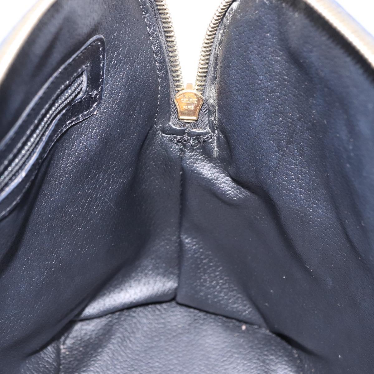 CELINE Macadam Canvas Hand Bag PVC Leather Black Gold Auth 194111V