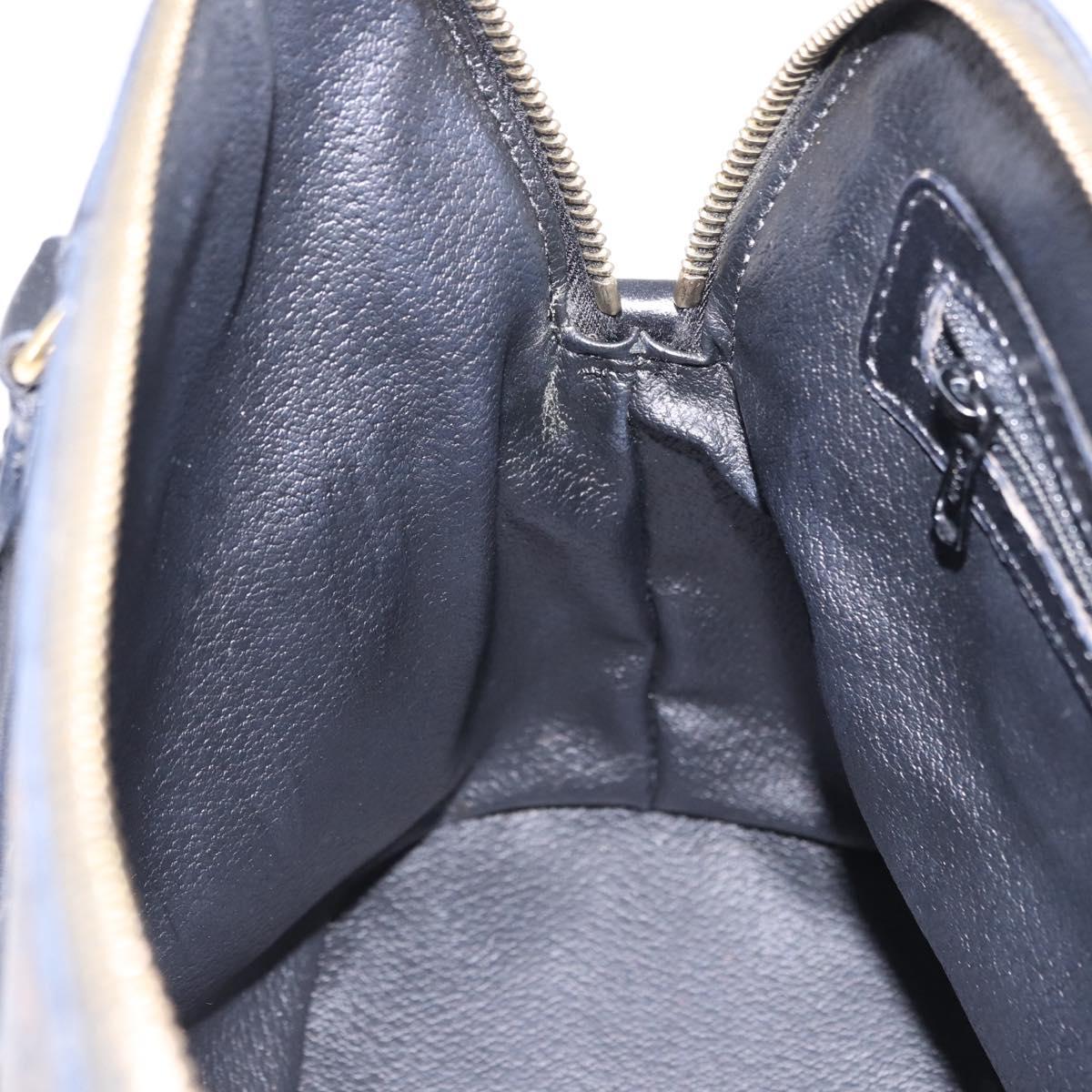 CELINE Macadam Canvas Hand Bag PVC Leather Black Gold Auth 194111V