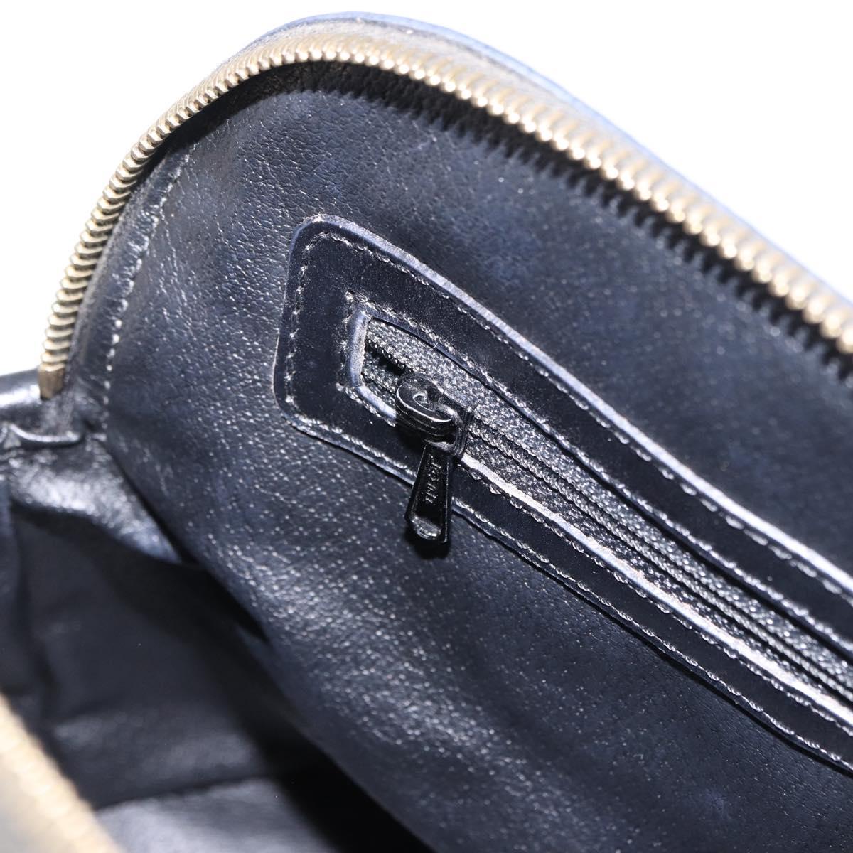 CELINE Macadam Canvas Hand Bag PVC Leather Black Gold Auth 194111V