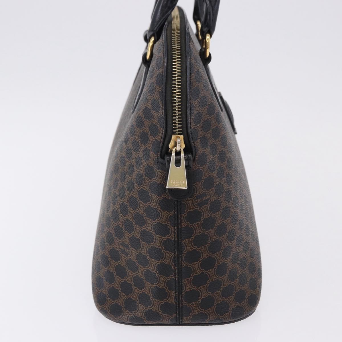 CELINE Macadam Canvas Hand Bag PVC Leather Black Gold Auth 194111V