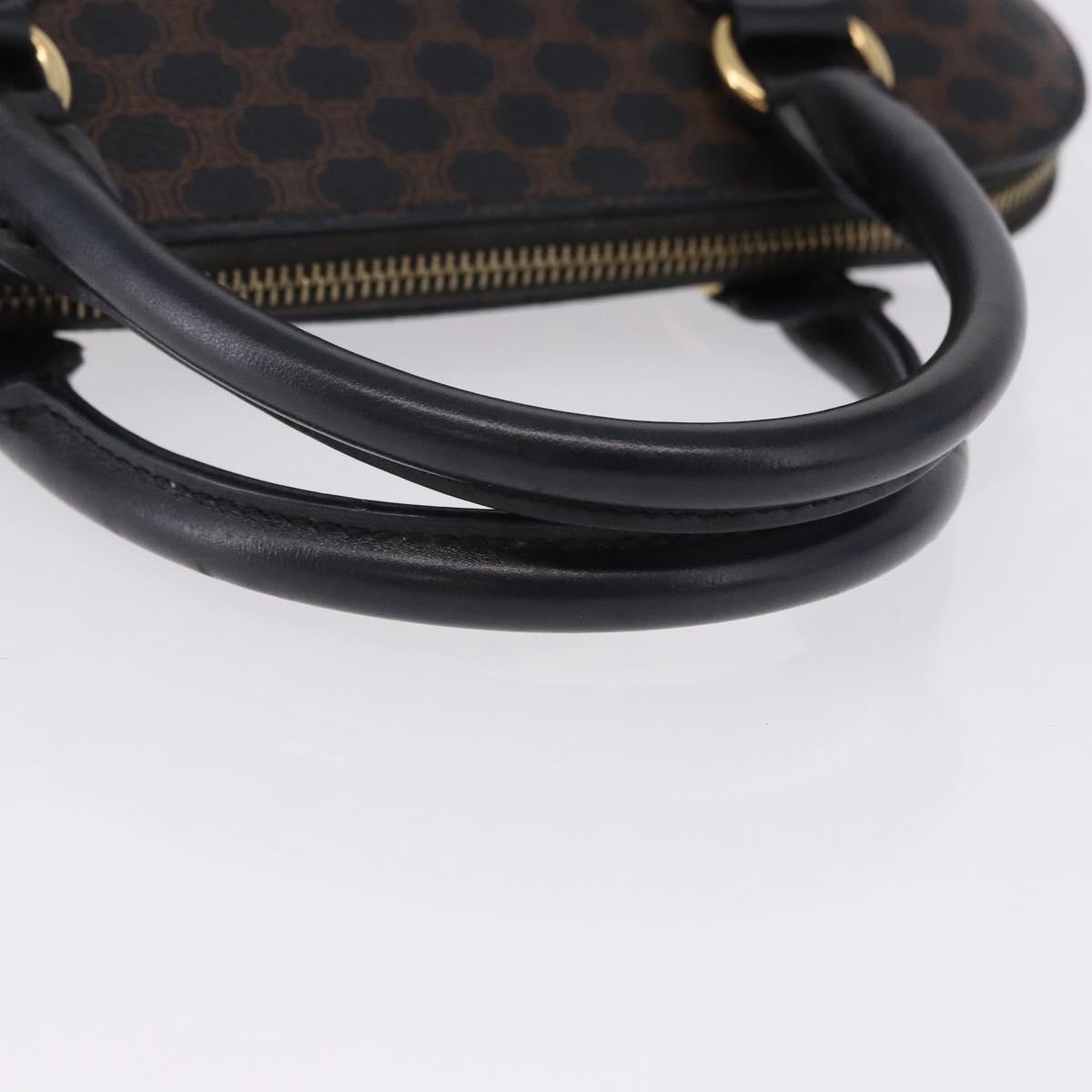 CELINE Macadam Canvas Hand Bag PVC Leather Black Gold Auth 194111V