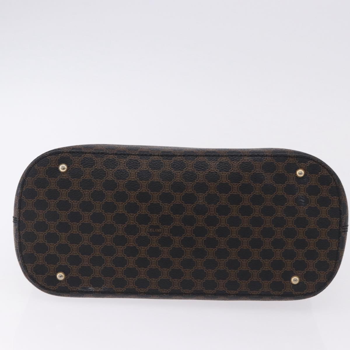 CELINE Macadam Canvas Hand Bag PVC Leather Black Gold Auth 194111V