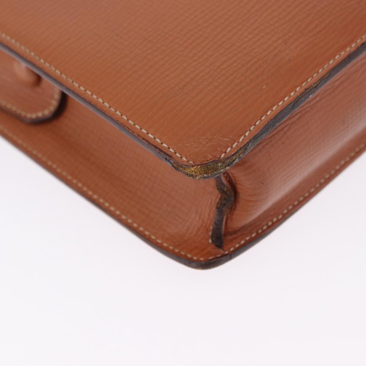 LOEWE Clutch Bag Leather Brown Gold Tone Auth 194113