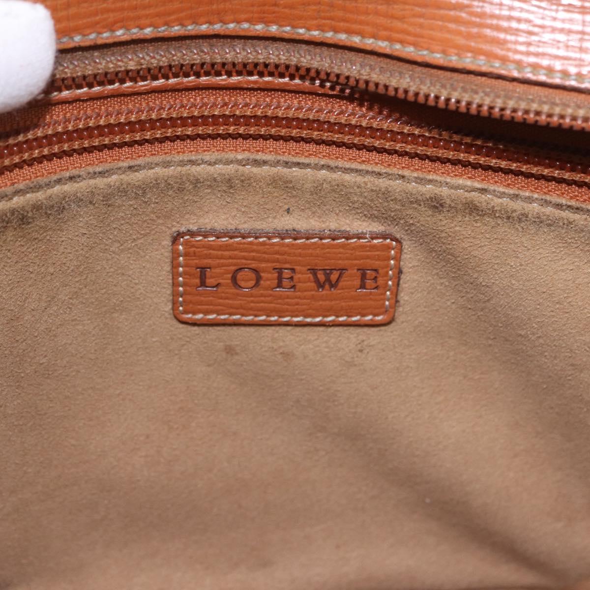 LOEWE Clutch Bag Leather Brown Gold Tone Auth 194113