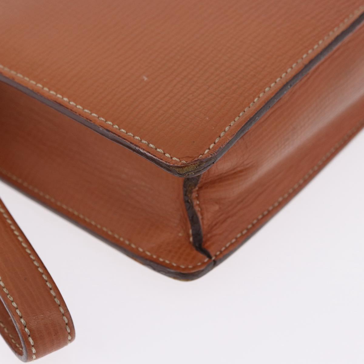 LOEWE Clutch Bag Leather Brown Gold Tone Auth 194113