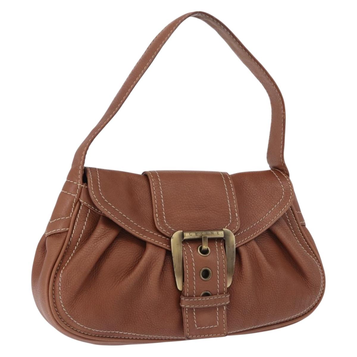 CELINE Hand Bag Leather Brown Auth 194115V