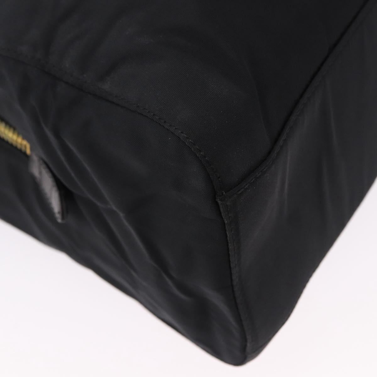 PRADA Chain Shoulder Bag Nylon Black Gold Tone Auth 194116