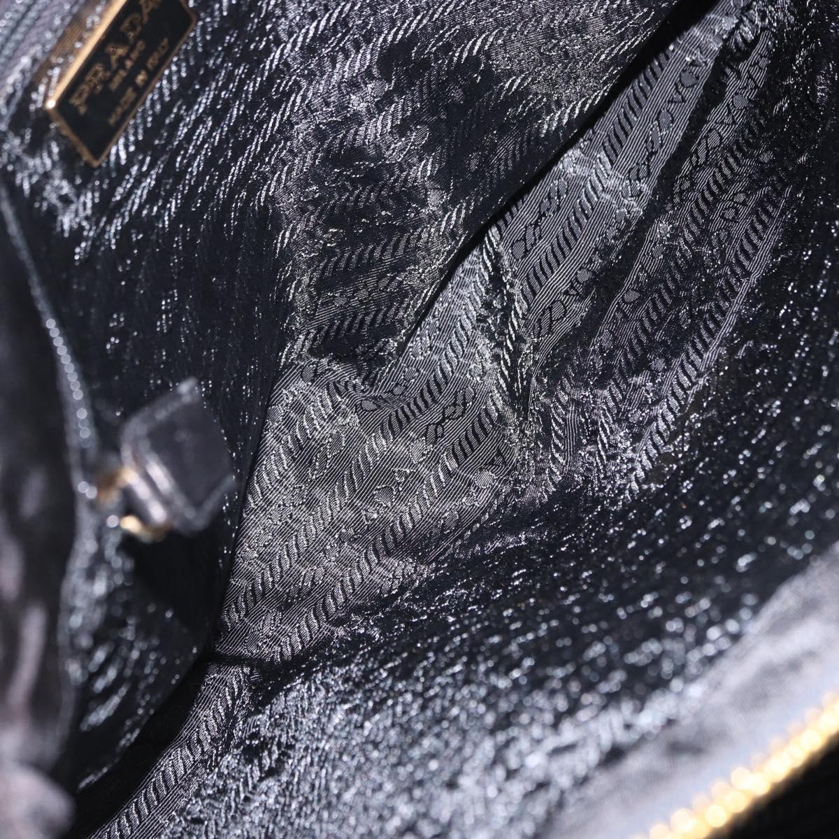 PRADA Chain Shoulder Bag Nylon Black Gold Tone Auth 194116