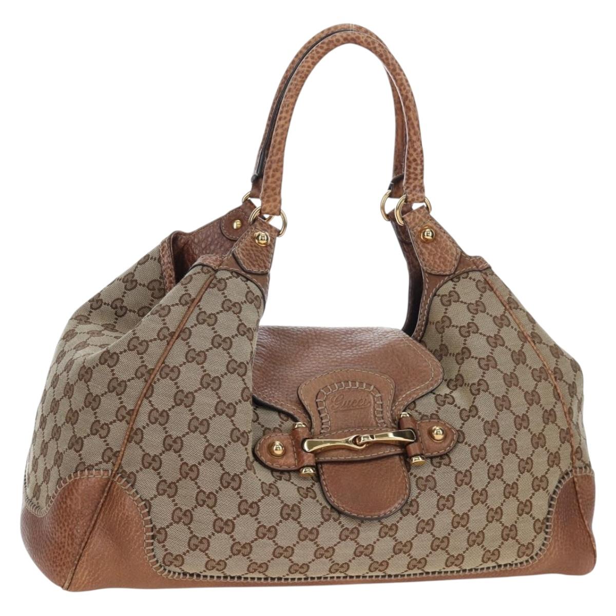GUCCI GG Canvas Horsebit Tote Bag Beige Gold 223958 Auth 194118V