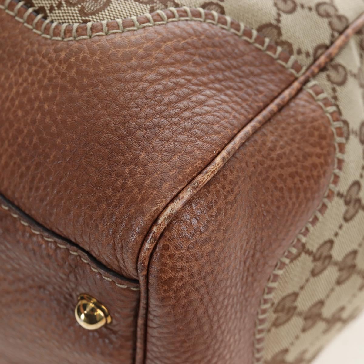 GUCCI GG Canvas Horsebit Tote Bag Beige Gold 223958 Auth 194118V