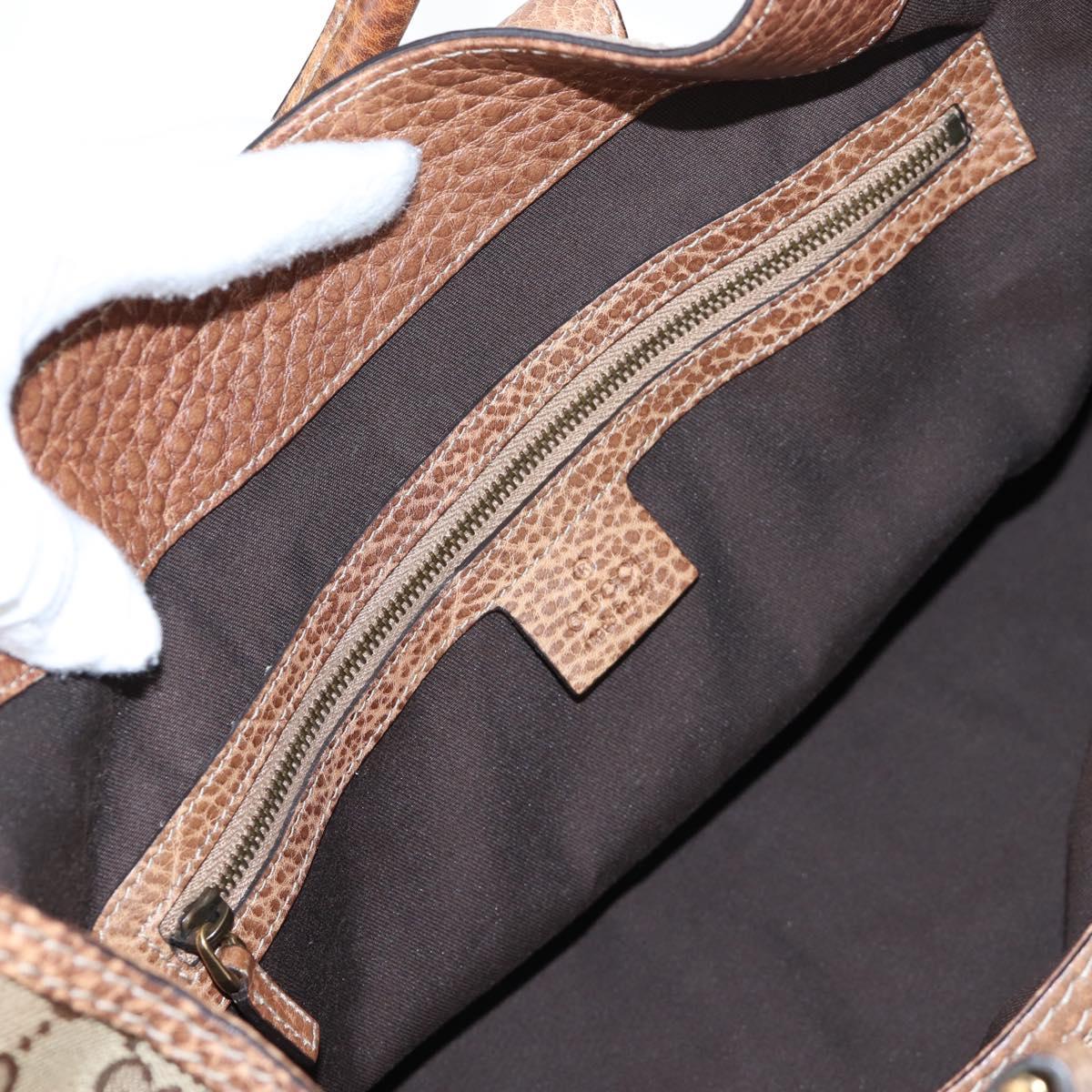 GUCCI GG Canvas Horsebit Tote Bag Beige Gold 223958 Auth 194118V