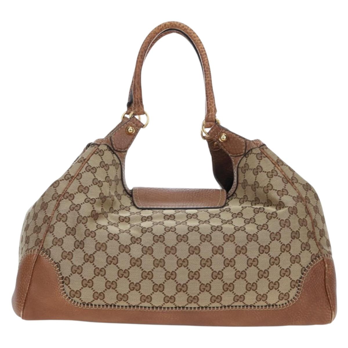 GUCCI GG Canvas Horsebit Tote Bag Beige Gold 223958 Auth 194118V