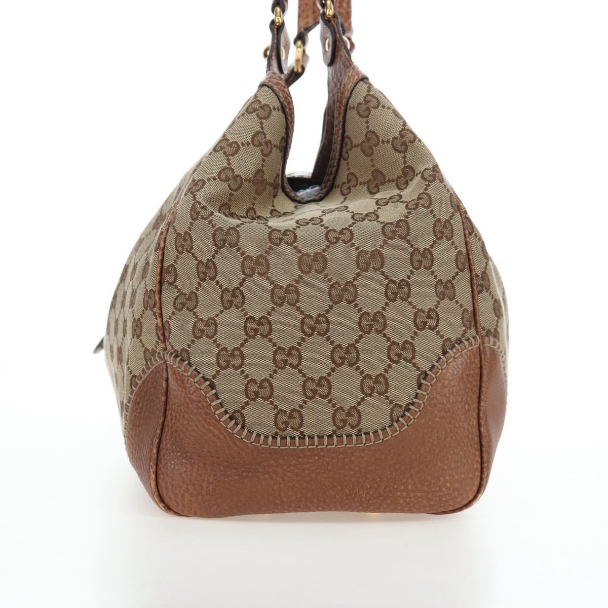 GUCCI GG Canvas Horsebit Tote Bag Beige Gold 223958 Auth 194118V