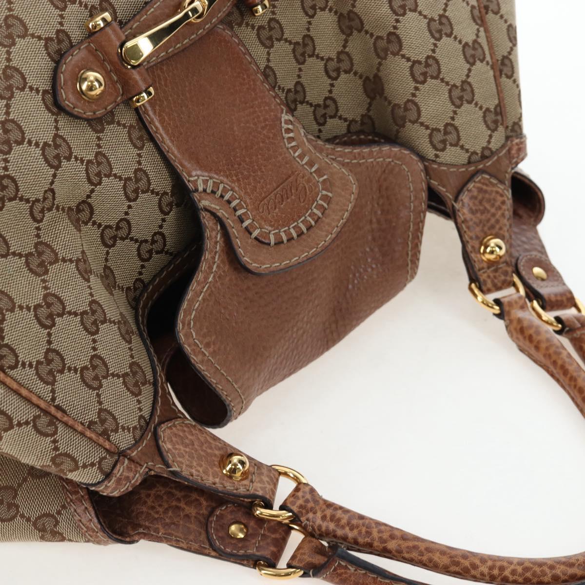 GUCCI GG Canvas Horsebit Tote Bag Beige Gold 223958 Auth 194118V